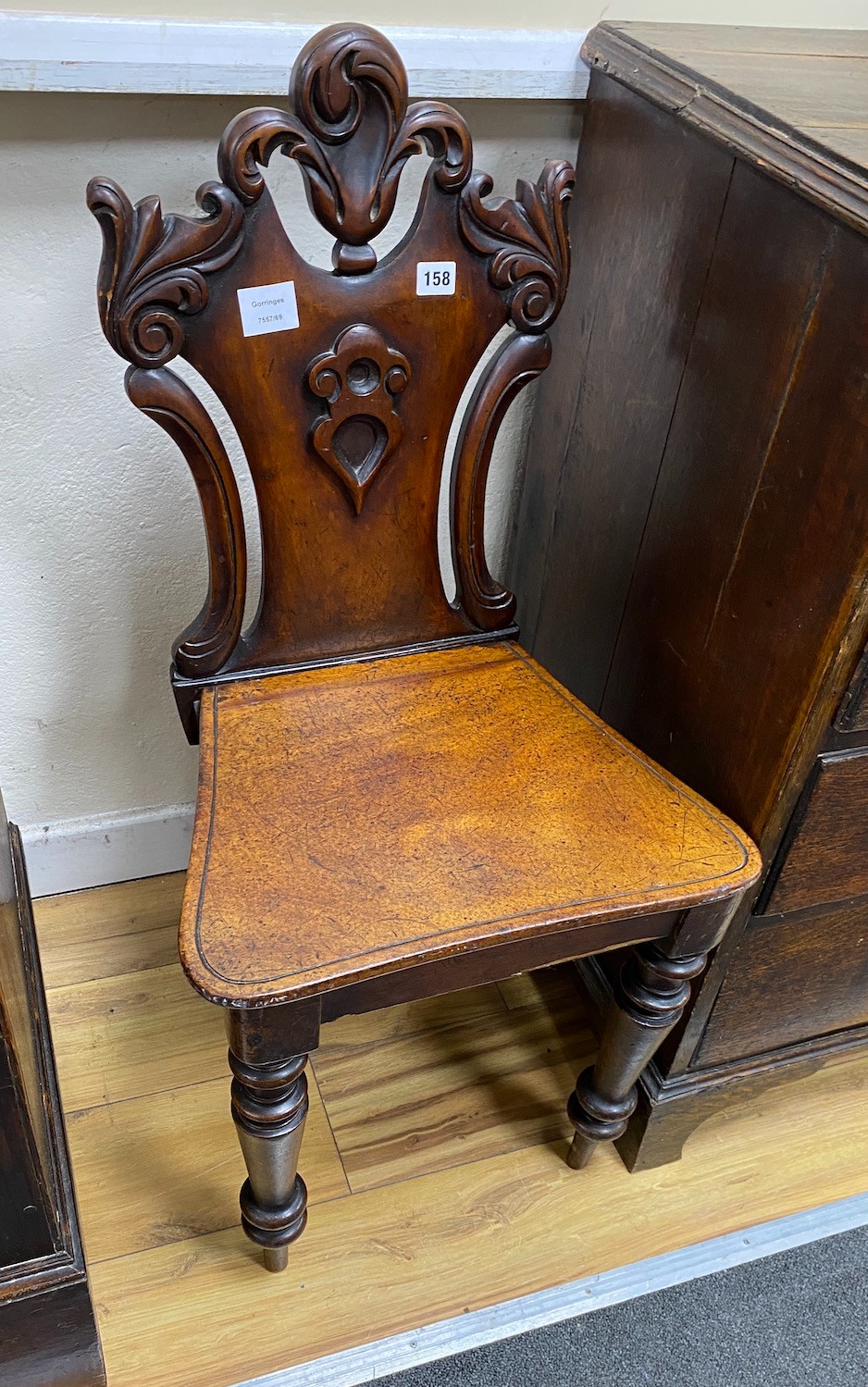 A Victorian mahogany hall chair